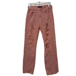 Aeropostale 90's Baggy Jeans Women's Size 4R Burnt Orange Denim Distressed